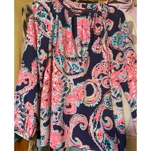 LILLY PULITZER SILK ELSA BLOUSE SIZE SMALL